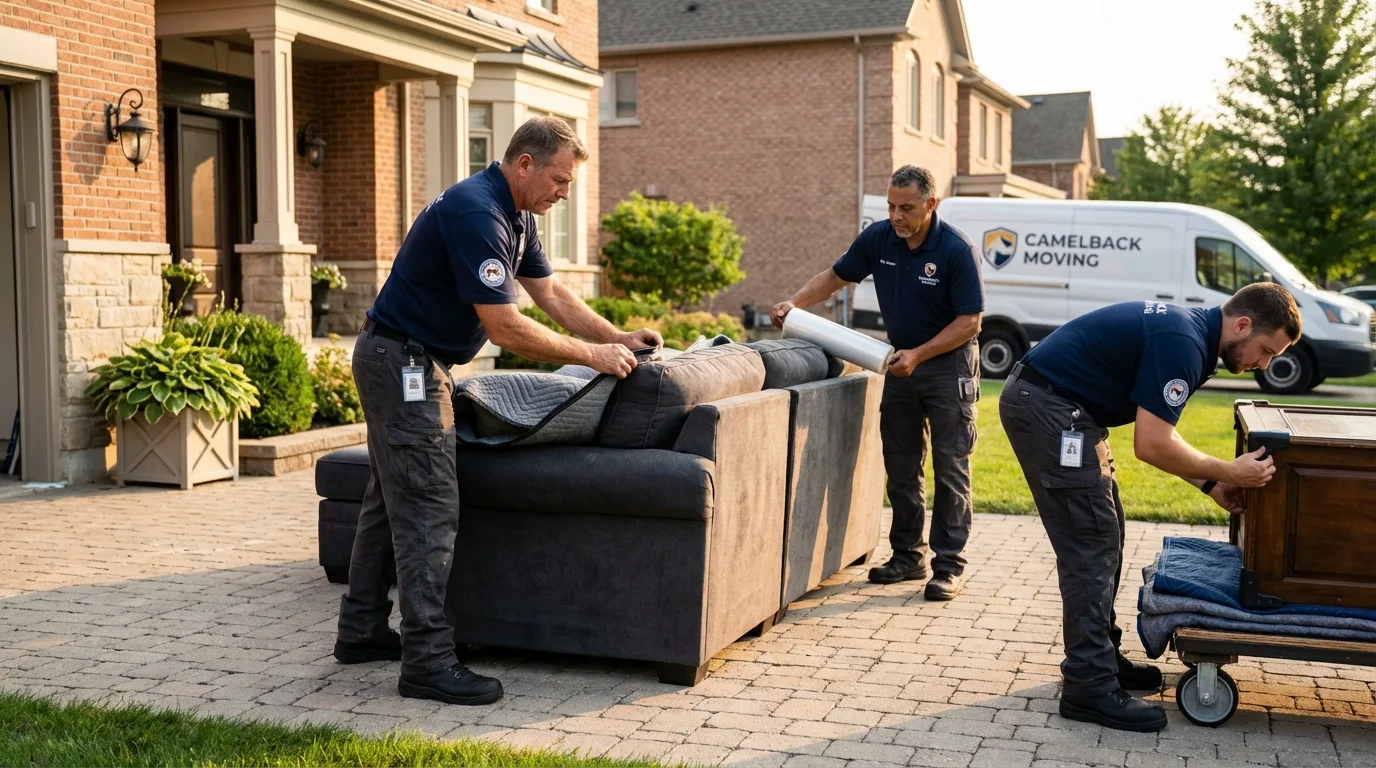 Large estate moving crew wrapping furniture in Plentywood, MT