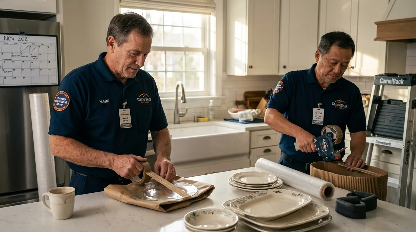 Professional crew packing kitchen dishware in Plentywood, MT